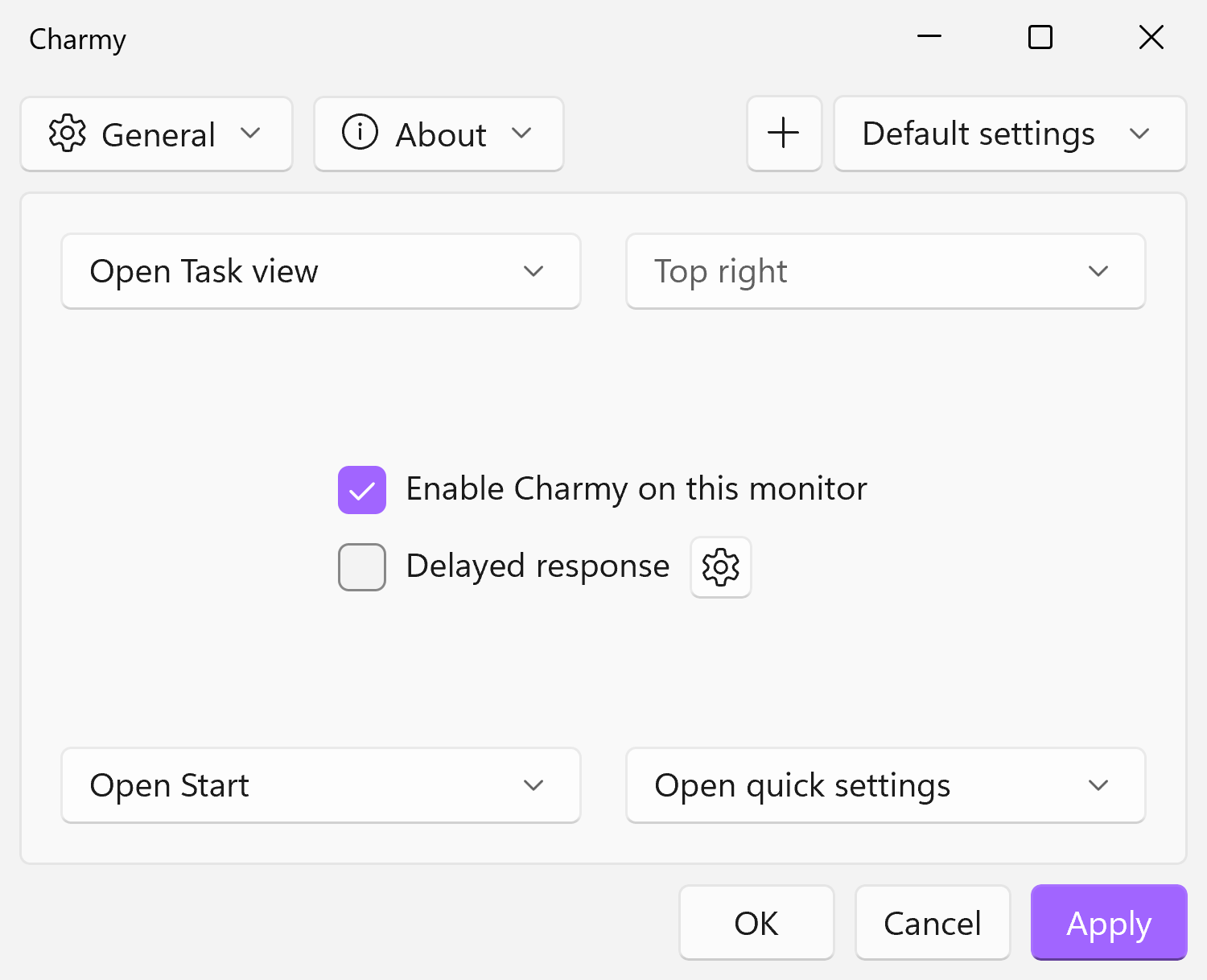 Charmy's configuration window screenshot